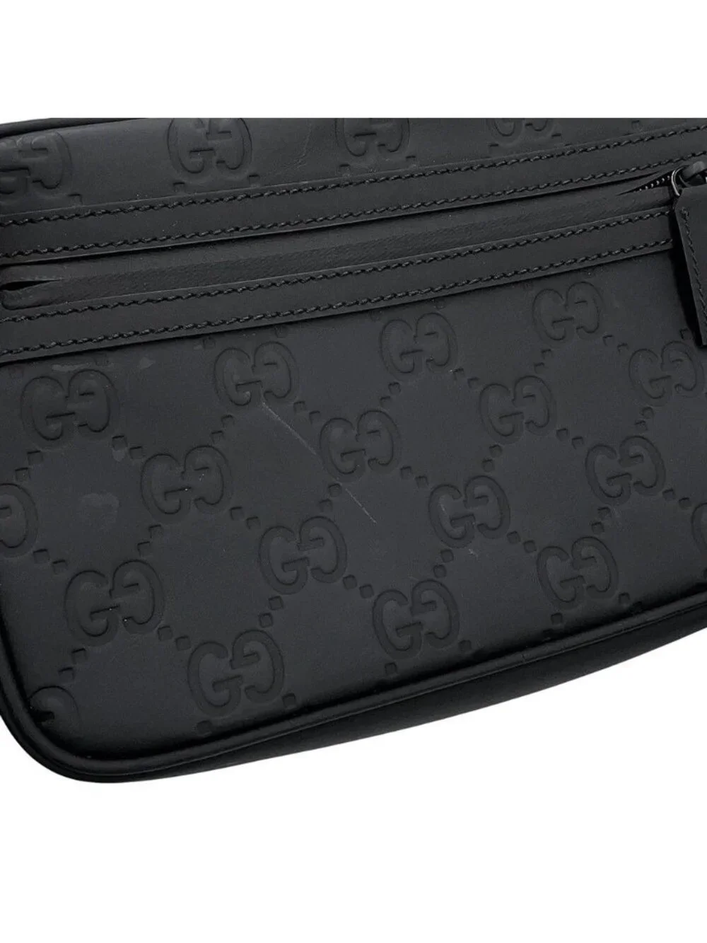 Gucci Shoulder Bag GG Rubber Effect Black